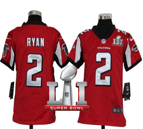 Nike Falcons #2 Matt Ryan Red Team Color Super Bowl LI 51 Youth Stitched NFL Elite Jersey